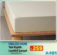 ENGLİSH HOME TEK KİŞİLİK LASTİKLİ ÇARŞAF 100X200 CM